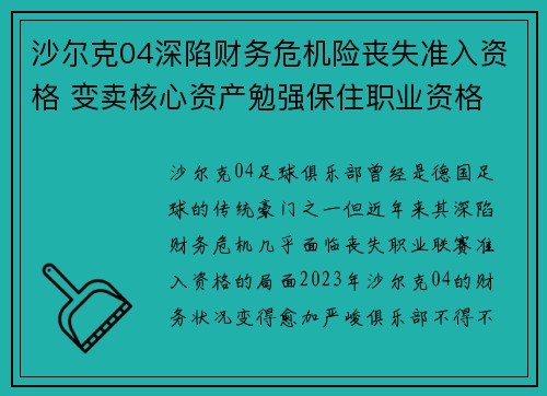 沙尔克04深陷财务危机险丧失准入资格 变卖核心资产勉强保住职业资格 沙尔克04深陷财务危机险丧失准入资格 变卖核心资产勉强保住职业资格